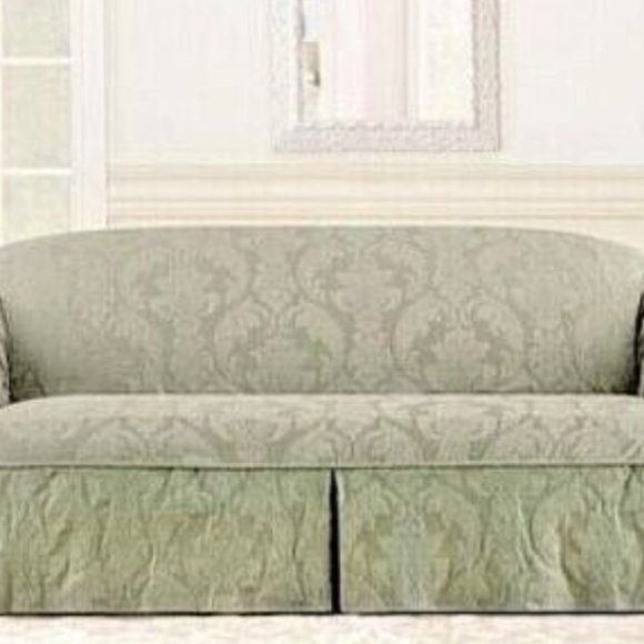 SofaSure Fit Matelasse Damask Box Cushion box SOFA slipcover SAGE washable f - Picture 1 of 1